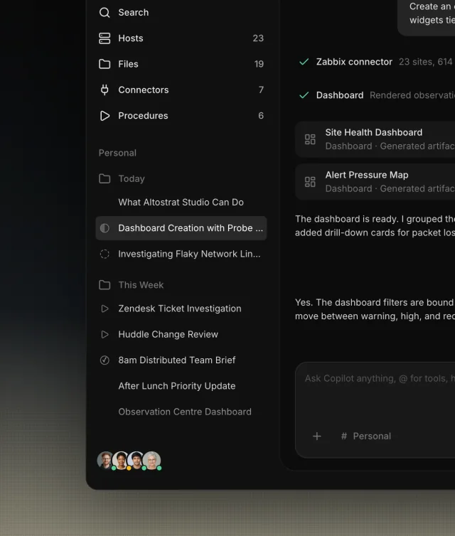 Altostrat Studio procedures and generated dashboard