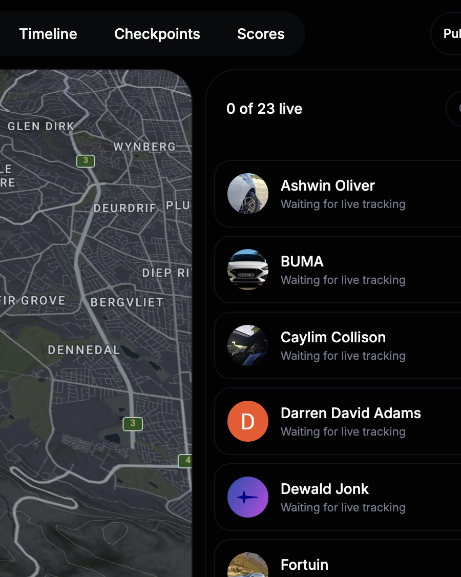 Owners Circle live tracking map