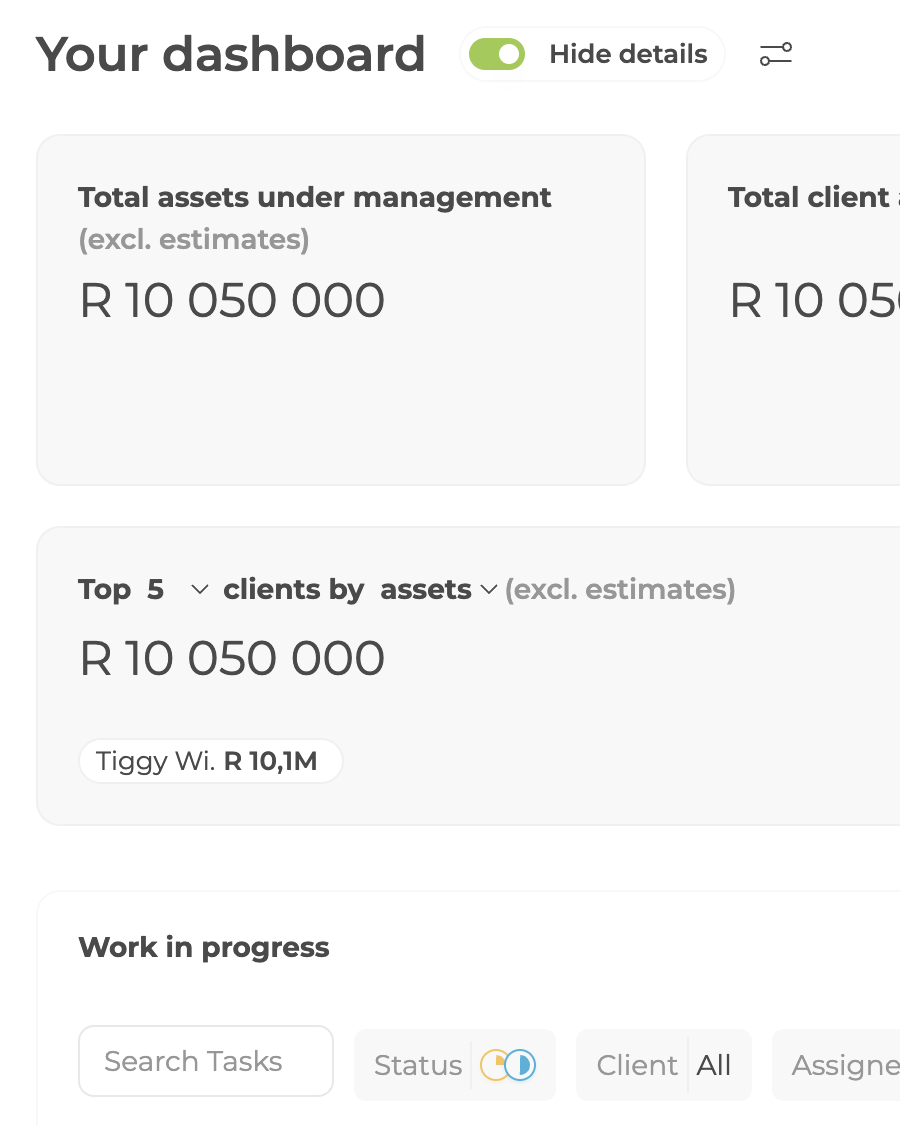 Simvida adviser dashboard